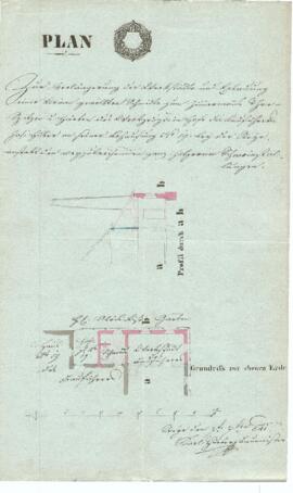 Kohlanger 8: Anbau mit Schornstein, Plan von Karl Hueber (07.09.1841)