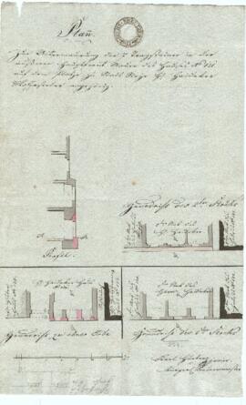 Stadtplatz 26: Untermauerung des rechten Erdgeschoßbereiches, Plan von Karl Hueber junior