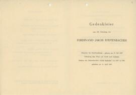 Programm zur Gedenkfeier zum 150. Geburtstag von Redtenbacher der Technischen Hochschule zu Karls...