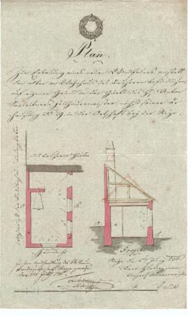 Fabrikstraße 36: Errichtung einer Schmiede, Plan von Karl Hueber Junior (06.06.1836)
