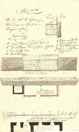 Errichtung einer Holzhütte an der Stadtmauer Bereich Enge Gasse 13 (12.7.1826)