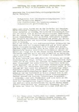 Rede Bürgermeister Gschaiders zur Krankenhaus-Eröffnung (18.9.1914)