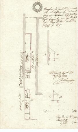 Sierninger Straße 48, 48a: Errichtung zweier Holzlagen, Plan von Karl Stohl (27.06.1842)