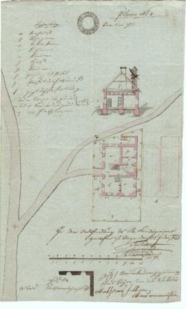 Michael Vogl-Straße 1:  Errichtung des Gebäudes, Plan von Mathias Faller (12.11.1834)