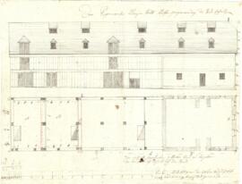 Viaduktgasse 7, 9, 11: Grundriss und Ansicht, Plan von Josef Vorderbrunner (26.08.1820)