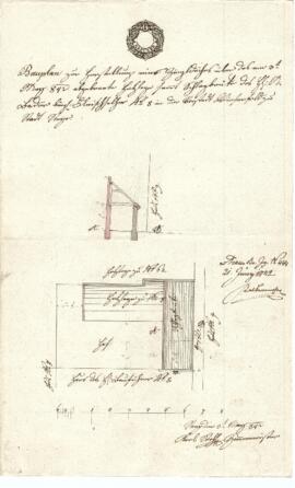 Mittere Gasse 15: Errichtung einer Holzlage, Plan von Karl Stohl (31.05.1842)
