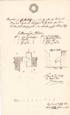 Mittere Gasse 2: Nebengebäude und Abort, Plan von Karl Stohl (31.07.1842)