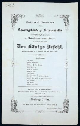 Des Königs Befehl (Kremsmünster, 15.11.1846)