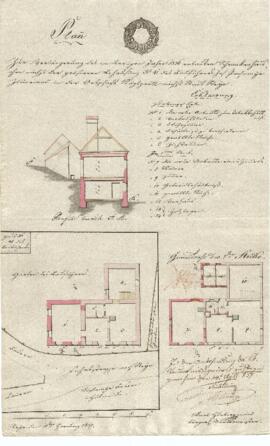 Kegelprielstraße 6: Errichtung zweigeschossiger Anbau, Plan von Karl Hueber junior (18.01.1837)
