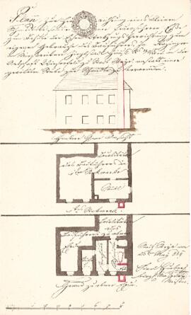 Wolferner Straße: neue Schmiede u. Schornstein, Plan von Karl Hueber (26.05.1849)