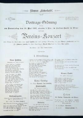 Vereins-Konzert der Steyrer Liedertafel (16.5.1907)