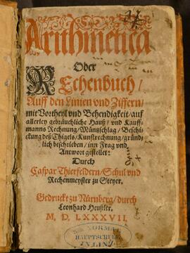 Thierfelder, Caspar: Arithmetica Oder Rechenbuch, Nürnberg 1587.